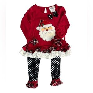 NWT- Red Santa Outfit with Polka Dot Leggings